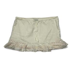 Abercrombie Vintage Low Rise Super Mini White Skirt With Lace Hem Bottom Size XL